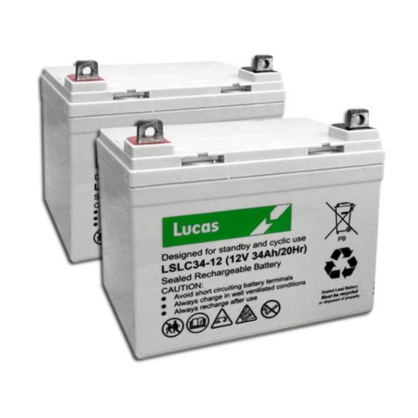 Two Lucas 34AH Batteries, Includes Fitting