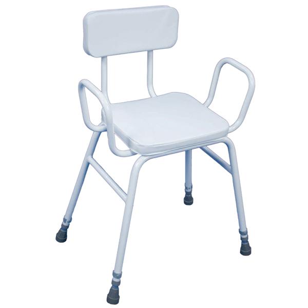 Perching Stool With Arms & Padded Backrest