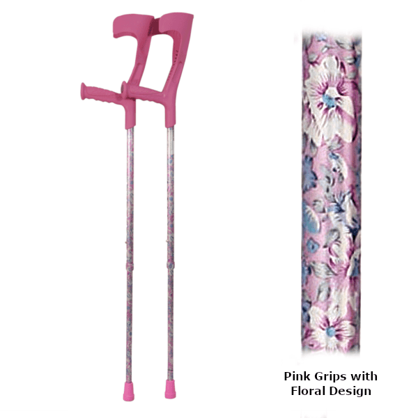 Crutches pink floral