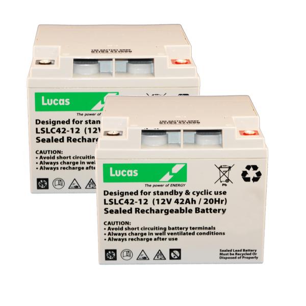 Two Lucas 42AH Batteries, Includes Fitting