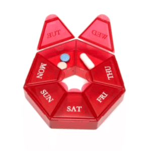7 day pocket pill box - with large days of week text and red