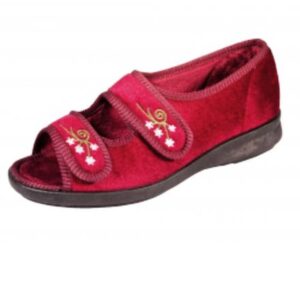 Ladies House Shoes - red with flower details