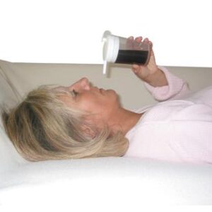 Restricted Movement Cup allowing user to drink despite limited mobility i.e unable to sit up