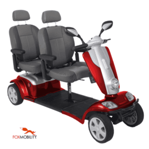 Scooterpac Tandem - Two seat mobility scooter. Red